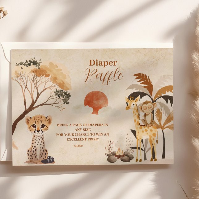 Vilda Ett Safari Djur Pojke Baby Lotteri Blöja Tilläggskort (Skapare uppladdad)