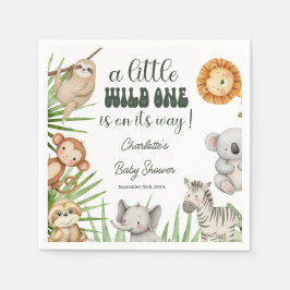 Vilda Ett Safari Djur Pojke Babyshower Pappersservett