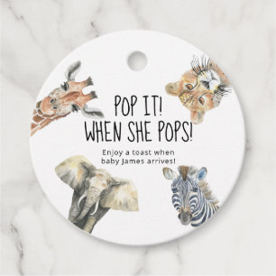 Vilda ett safari-djur - POP IT! När hon poppar Gåvor Etiketter