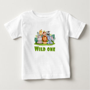 Vilda Ett Zoo Födelsedags Safari Djungeldjur Baby T Shirt