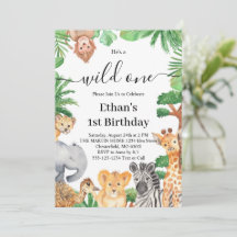 Vilda Ettan Jungle Safari Djur 1-års Födelsedagsfe