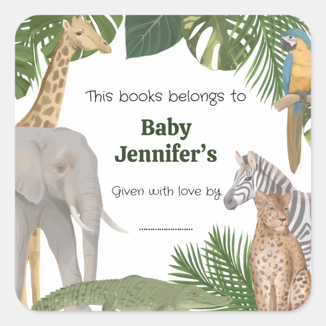 Vilda Ettan Safari Tropiska Bokmärken Etiketter (Framsida)