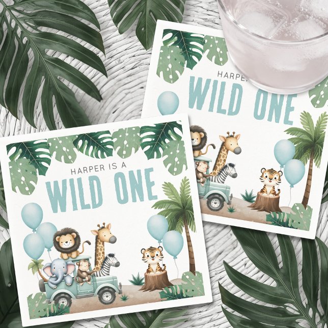 Vilda Ettårsfirande Safari Pappersservett (Wild One Safari 1st Birthday Napkins)
