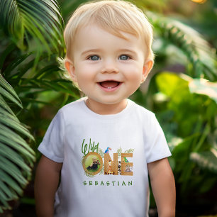 Vilda Ettårsfirande Söt Jungeldjur Foto T Shirt