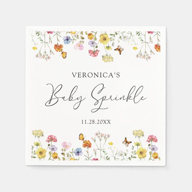 Vilda fjärilar Boho Baby Sprinkle Pappersservett (Framsidan)