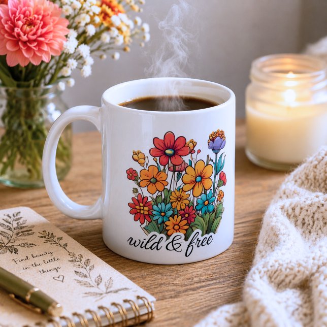 Vilda & Fria Boho Vilda Blommor Kaffemugg (Skapare uppladdad)