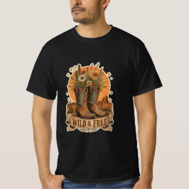 Vilda & Fria Cowboy Stövlar Western Wildblomma Öke T Shirt