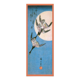 Vilda gäss flygande nedåt över månen, Hiroshige Fototryck