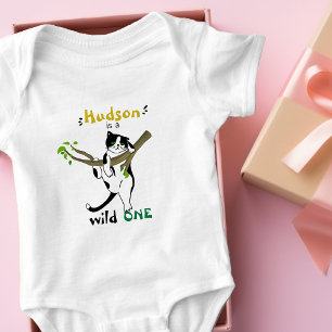 Vilda Greenery Safari Kitty Katt 1-årsfest T Shirt