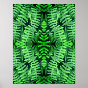 Vilda Gröna Bladrika Ormbunkar Abstrakt Poster