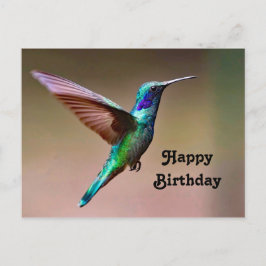 Vilda gröna kolibri fotobursdag vykort