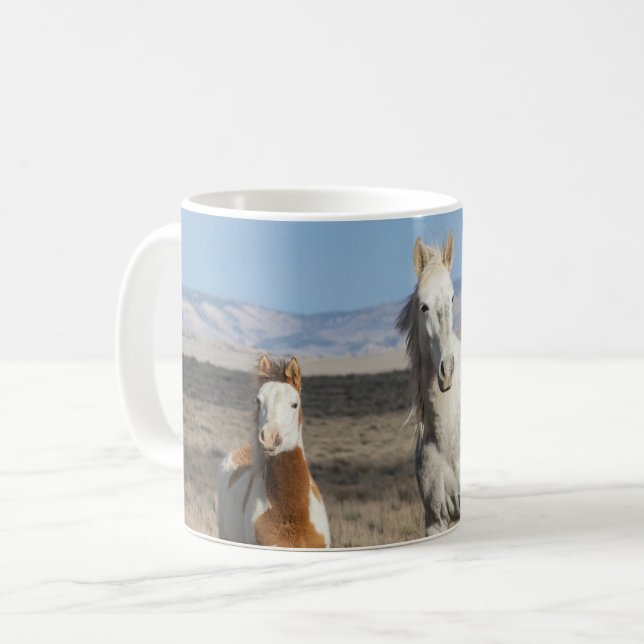 Vilda hästar hemma i Sandwash Basin Kaffemugg (Framsida vänster)