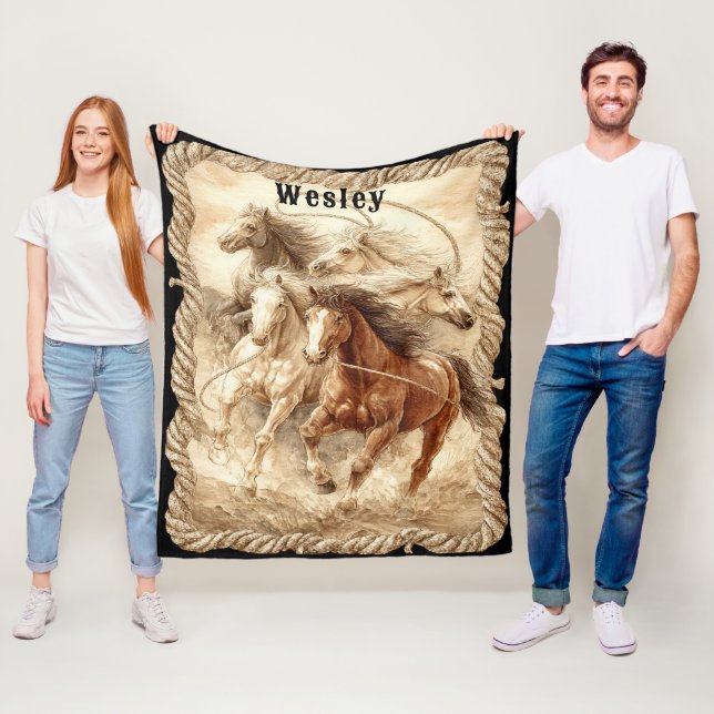 Vilda hästar Hingstar Rep Lasso Fleecefilt (På plats)