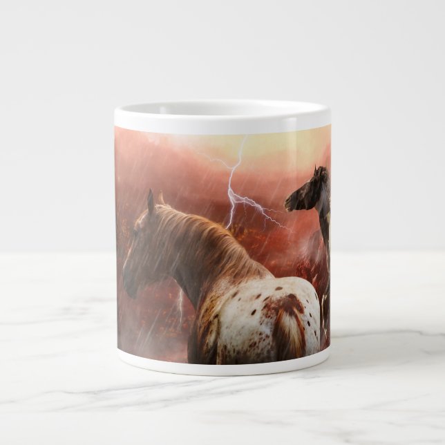 Vilda hästar ökenstorm jumbo mugg (Framsidan)