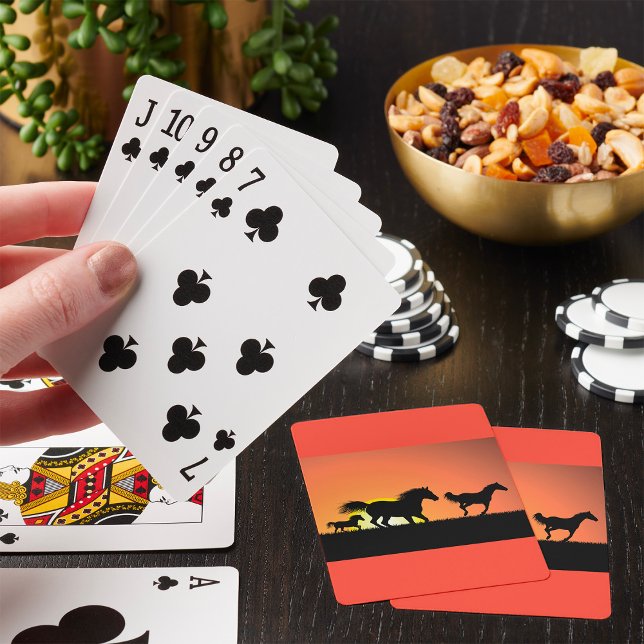 Vilda hästar solnedgång silhuett casinokort (Skapare uppladdad)