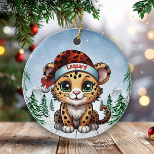 Vilda kattälskare Skogslevande vilda djur Kattunge Julgransprydnad Keramik