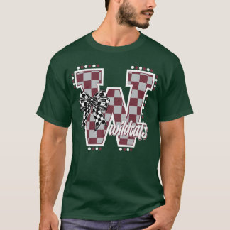 Vilda Katters Rutiga Maroon Vildkatt Stolthet Skol T Shirt