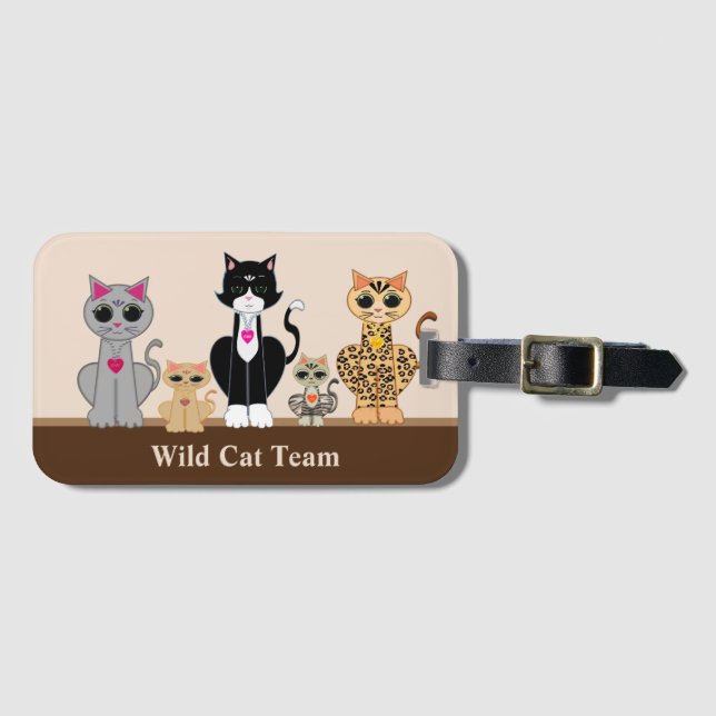 Vilda Kattlaget i Beige & Brun Bagagebricka (Framsida horisontal)
