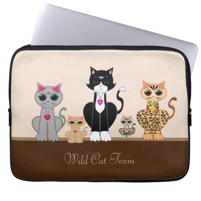Vilda Kattlaget Laptop Fodral (Framsidan)