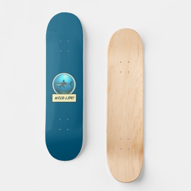 Vilda livet! Stor vit haj Ocean Blå Skateboard (Framsida)