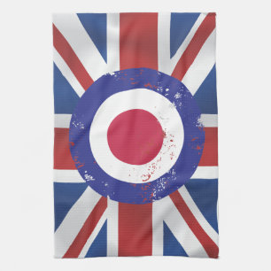 Vilda Modet Target på silke, effekt Union Jack Kökshandduk