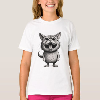“Vilda Morrhår – Tokig Tecknad Katt T-Shirt av Ink