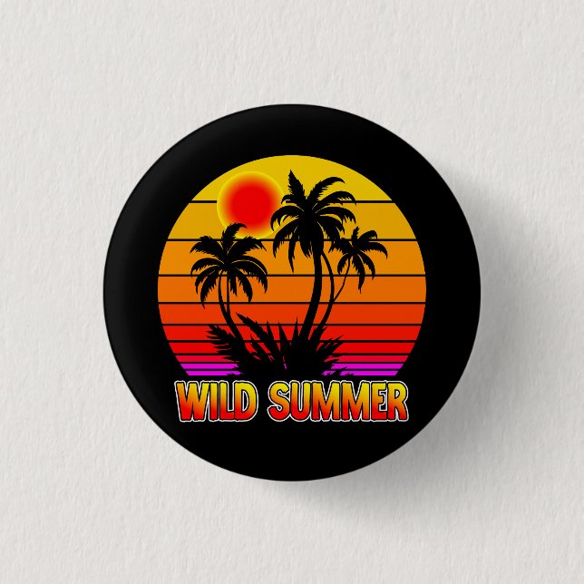 Vilda Retro Sommar Vibbar med Palmträd Design Knapp (Framsida)