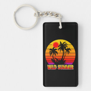 Vilda Retro Sommar Vibbar med Palmträd Design Nyckelring