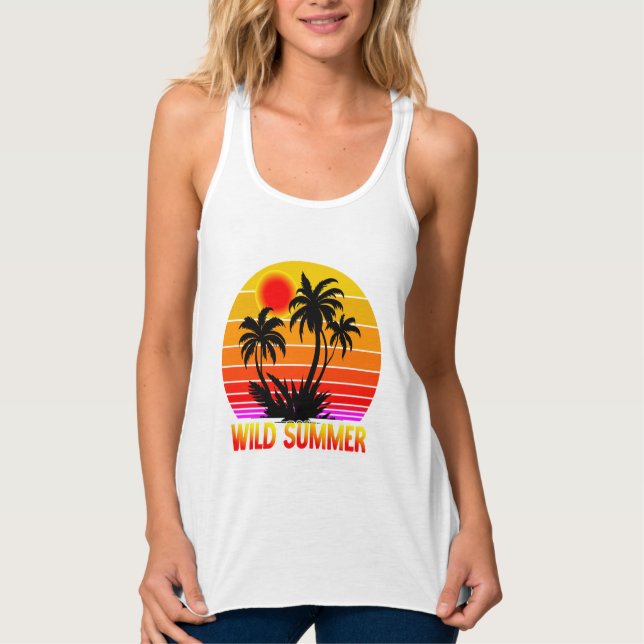 Vilda Retro Sommarstämningar med Palmer Design Linne Med Racerback (Framsida)
