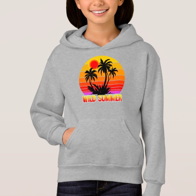 Vilda Retro Sommervibbar med Palmer Design T Shirt (Framsida)