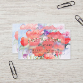 Vilda röda vallmosor akvarell visitkort