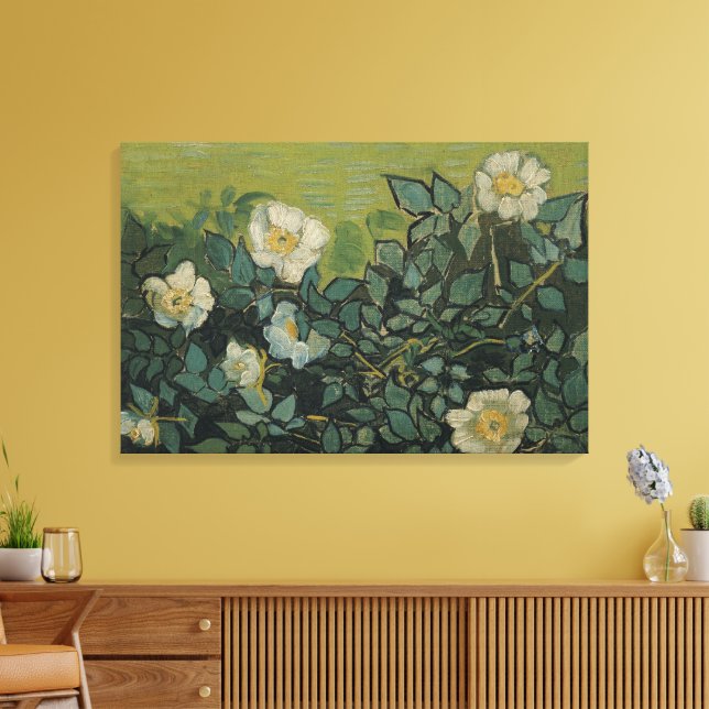 Vilda rosor av Vincent van Gogh Canvastryck (Insitu (Vardagsrum))