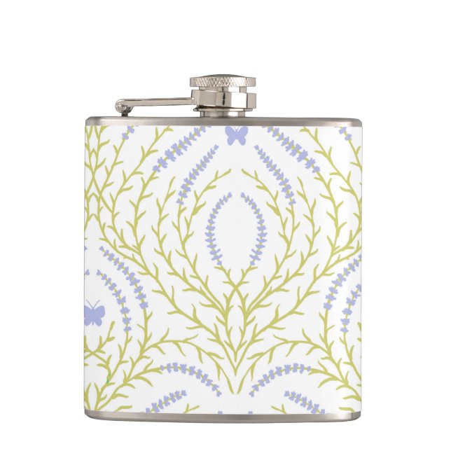 Vilda rosor och fjärilar /rosa/ blekgrön/gul fickplunta (Framsidan)