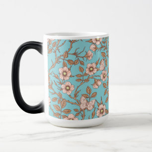 Vilda rosor och fjärilar /rosa/brun/dam magisk mugg