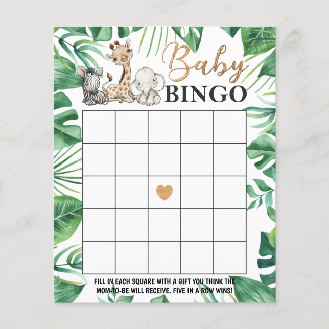Vilda Safari Baby Shower Bingo (Framsida)