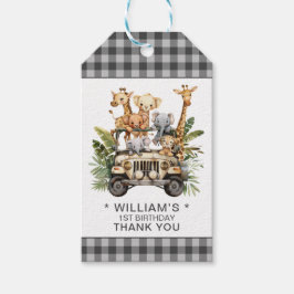 Vilda Safari Djungel 1-års Födelsedags Tacksamhet Presentetikett