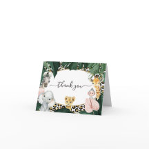 Vilda Safari Djur i Djungeln Födelsedags Tackkort