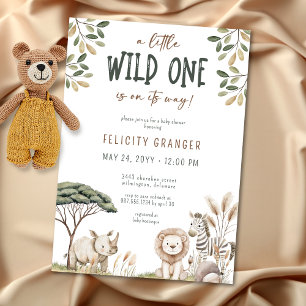 Vilda Safari Djur Neutral Baby Shower-fest Inbjudningar