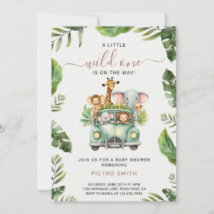 Vilda Safari Djur Pojke Baby Shower  Inbjudningar