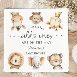 Vilda Safari Djur Tvilling Baby Shower Pappersservett