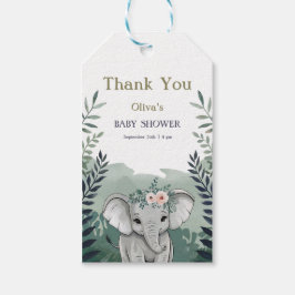 Vilda Safari Elefant Baby Shower Presentkort Presentetikett