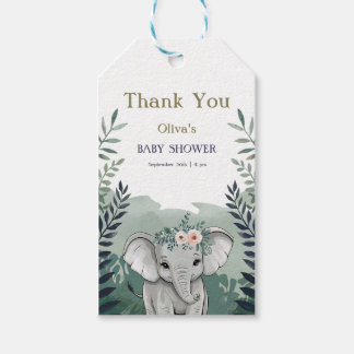 Vilda Safari Elefant Baby Shower Presentkort Presentetikett