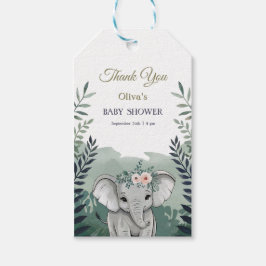 Vilda Safari Elefant Babyfirande Presentkort Presentetikett