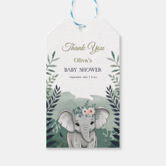 Vilda Safari Elefant Babyfirande Presentkort Presentetikett
