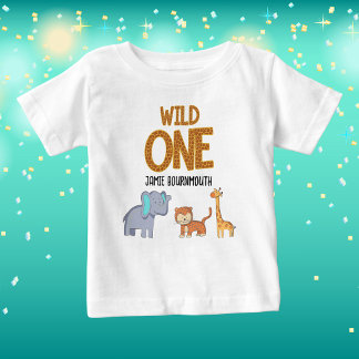 Vilda Safari Tema Pojkar 1-årsdag T Shirt