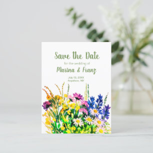 Vilda sommarblommor sparar datum meddelande vykort