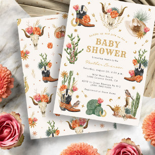 Vilda väst-baby shower inbjudningar