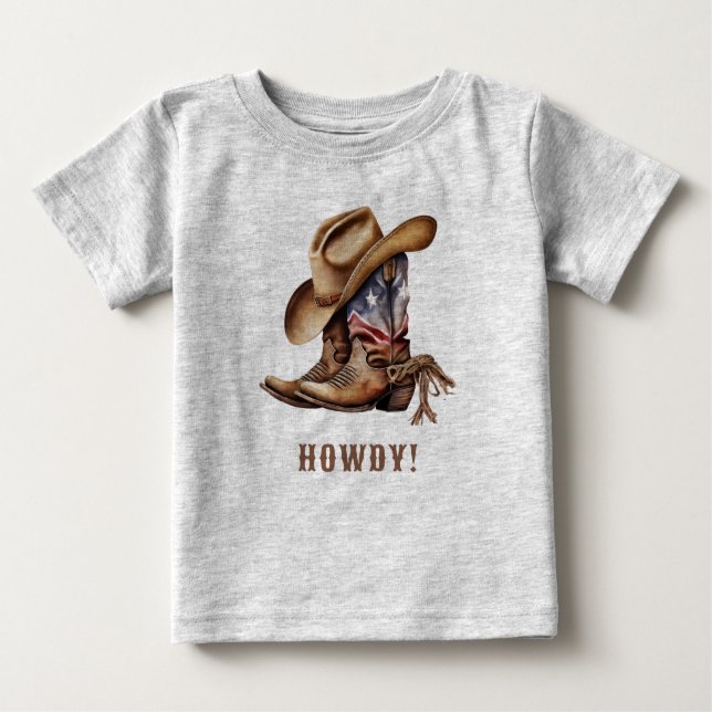 Vilda västern cowboy hej t shirt (Framsida)