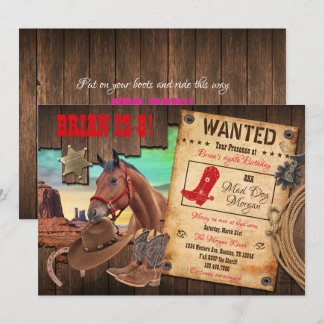 Vilda västern cowboy-inbjudan inbjudningar