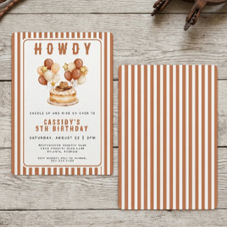 Vilda västern Cowgirl Country Western Födelsedagsf Inbjudningar